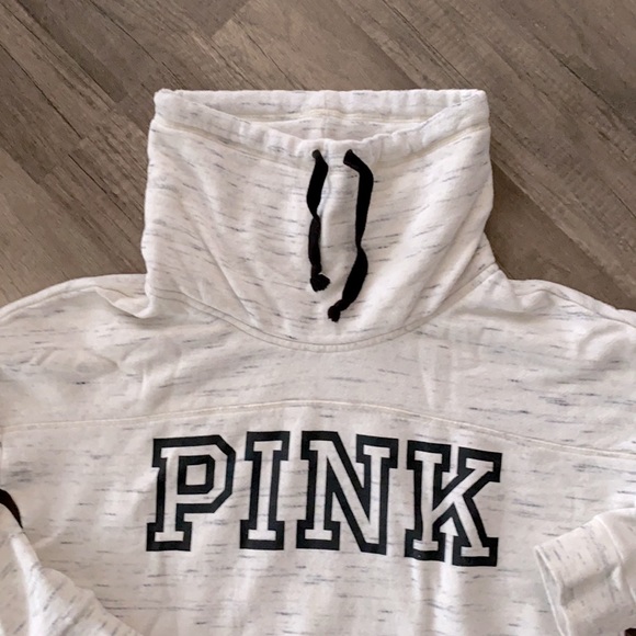 VS PINK Funnel Neck Logo Sweat Shirt EUC Sz Med - Picture 3 of 5